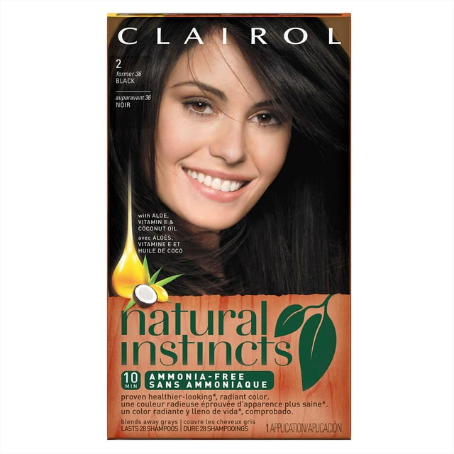 Clairol Natural Instincts Semi-Permanent Hair Color, Black Midnight, 2/36