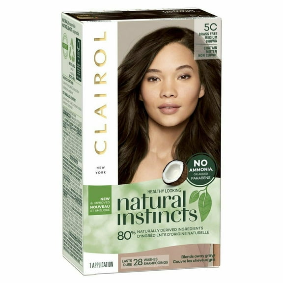 Clairol Natural Instincts Shine Ammonia Brass Free, 5C Medium Brown, 1ct