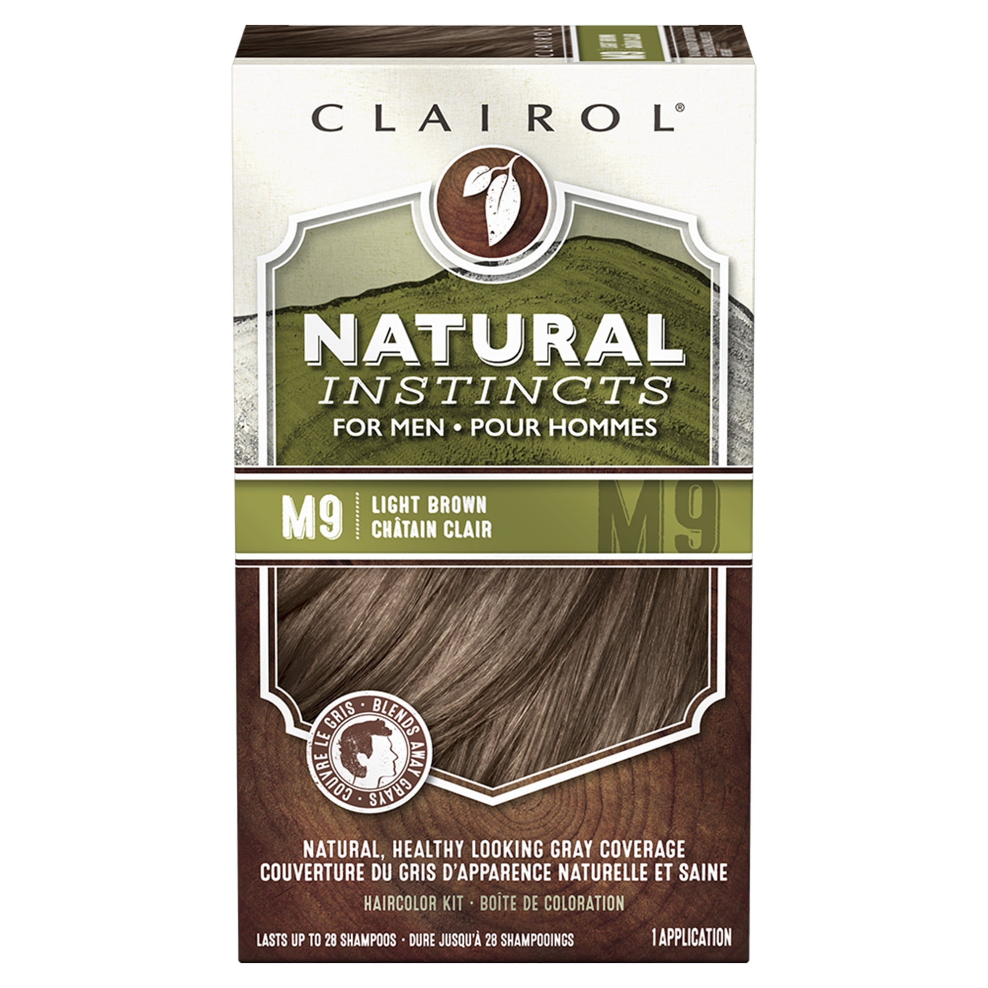 Clairol Natural Instincts for Men Hair Dye Demi-Permanent Hair Color Creme, M9 Light Brown