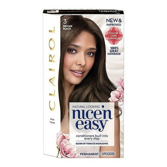 Clairol Nice N Easy Permanent Hair Color 3 Brown Black Kit, 1 Ea