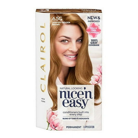 Clairol Nice N Easy Permanent Hair Color 6.5G Lightest Golden Brown, 1 Kit