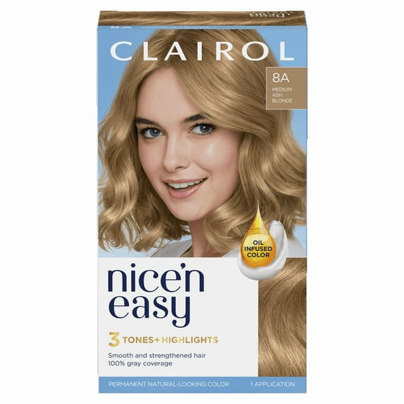 Clairol Nice N Easy Permanent Hair Color 8A Medium Ash Blonde, 1 Ea