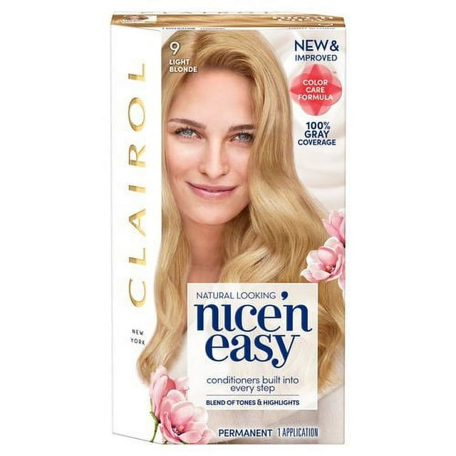 Clairol Nice N Easy Permanent Hair Coloring Kit, Light Blonde Shade 9 