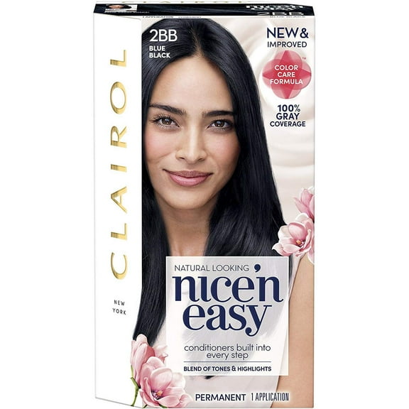 Clairol Nice N Easy, Permanent Hair Color, Natural Blue Black #124 - Kit