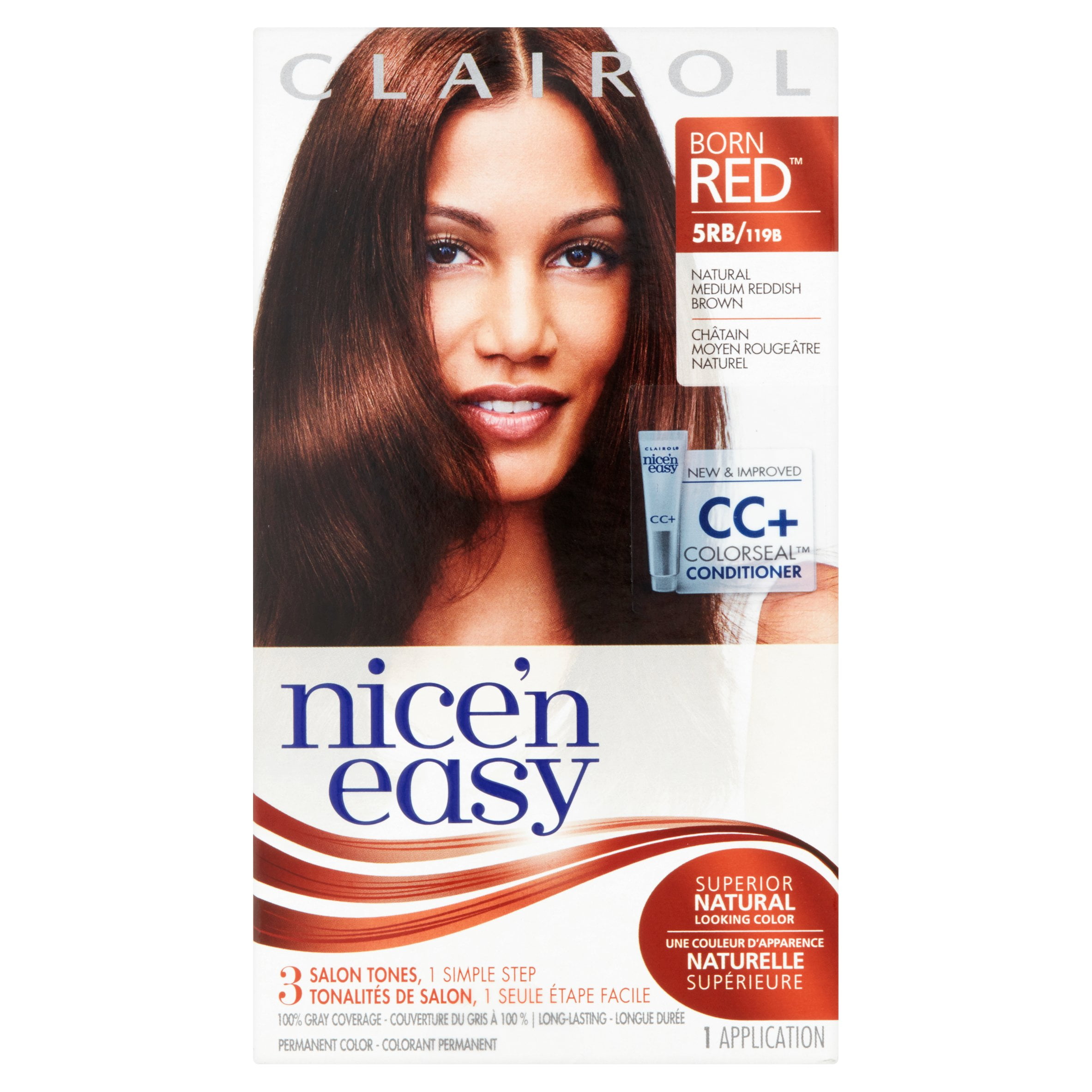 Clairol Nice 'n Easy Born Red Permanent Hair Color, 5RB/119B Natural Medium  Reddish Brown, 1 Kit