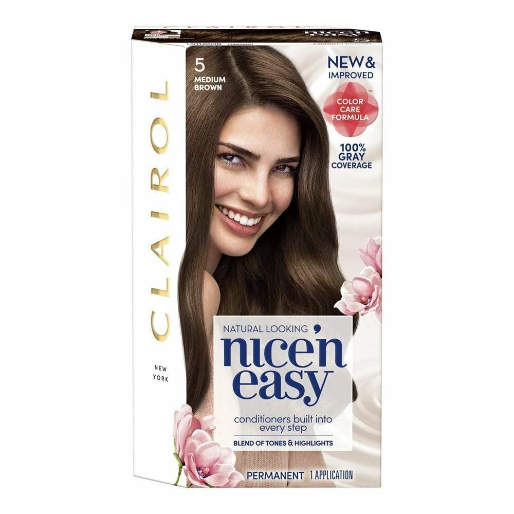 Clairol Nice'n Easy Hair Color, [5] Medium Brown, 3 Pack