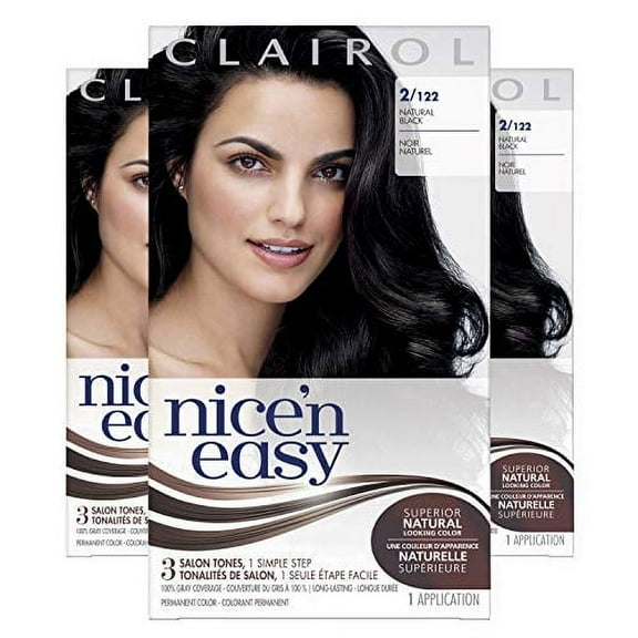 Clairol Nice'n Easy Liquid Permanent Hair Dye, #122 Black Hair Color, 1 Count