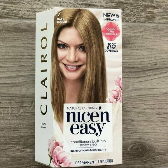 Clairol Nice'n Easy Natural Looking Permanent Hair Color, 7 Dark Blonde
