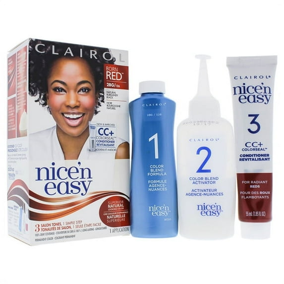 Clairol Nice n Easy Permanent Color - 2BG 126 Natural Burgundy Black Hair Color 1 Application