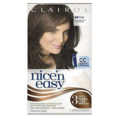 Clairol Nice 'n Easy Permanent Color, 6A/114 Natural Light Ash Brown, 1 Kit
