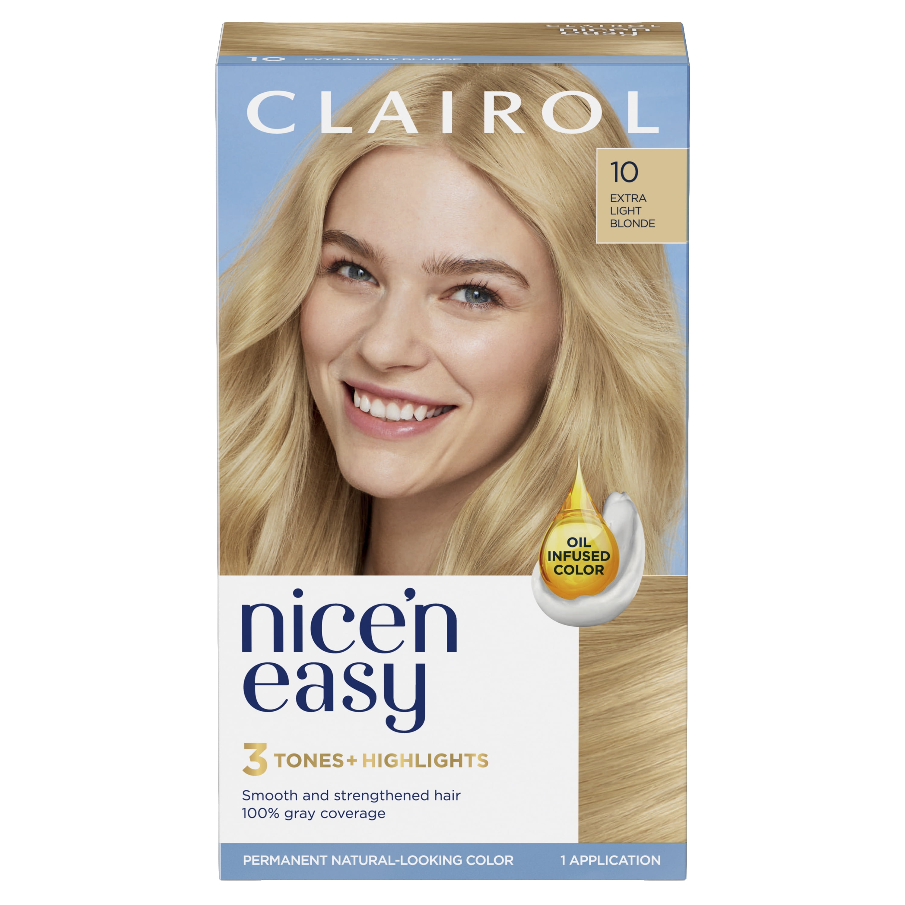 Clairol Nice'n Easy Permanent Hair Color Cream, 10 Extra Light