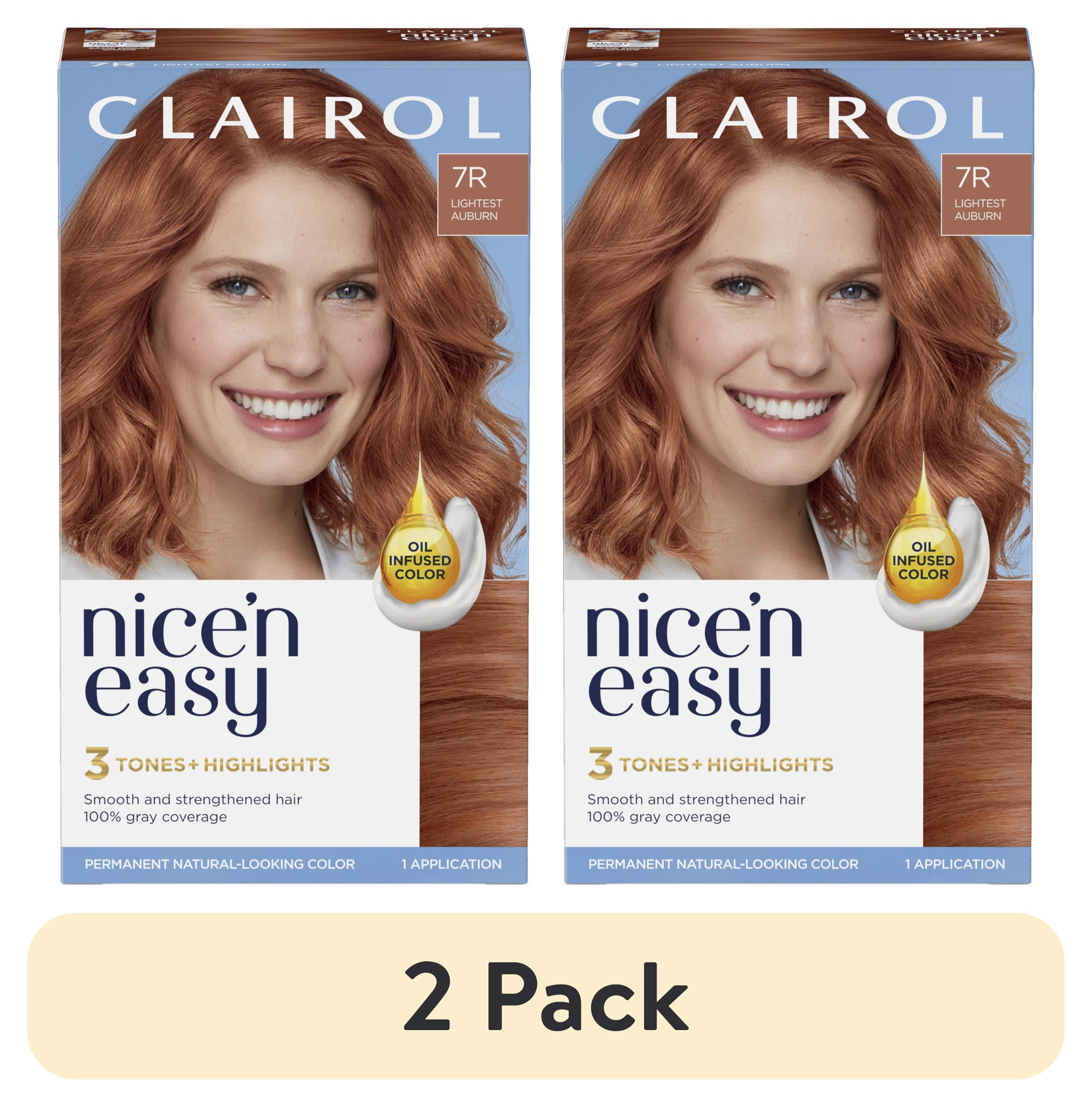 (2 pack) Clairol Nice'n Easy Permanent Hair Color Cream, 7R Lightest