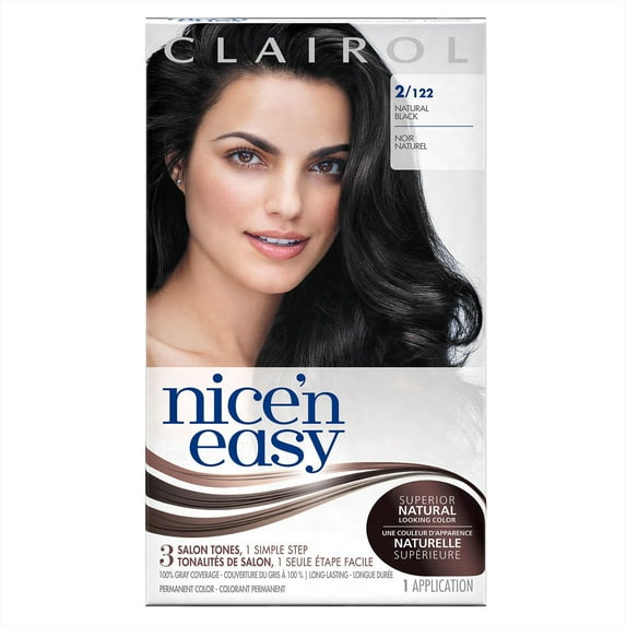 Clairol Nice 'n Easy Permanent Hair Color, 2/122 Natural Black, 1 Kit