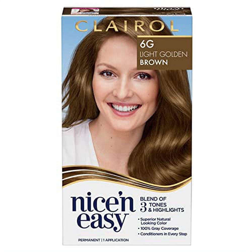 Clairol Nice'n Easy Permanent Hair Dye, 6G Light Golden Brown Hair