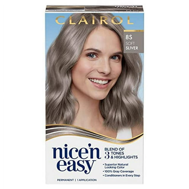 Clairol Nice'n Easy Permanent .. Hair Dye, 8S Soft .. Silver Hair Color, Pack .. of 1