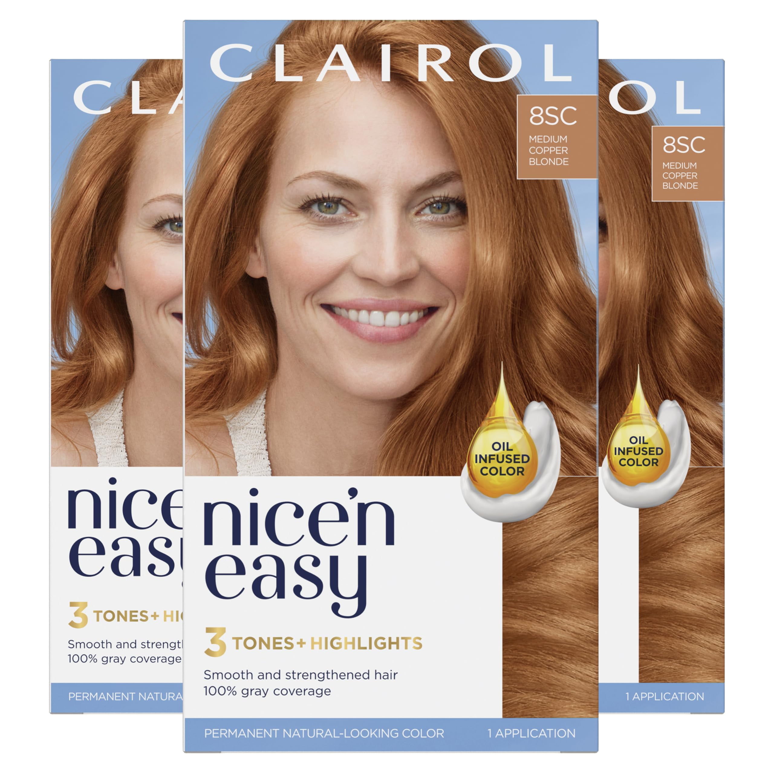 Clairol Hair Color Nice And Easy Clairol Nice'n Easy Permanent .. Hair Dye, 8SC Medium .. Copper Blonde