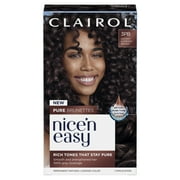 Clairol Nicen Easy Pure Brunettes Permanent Hair Color Creme, 3PB Deepest Espresso Brown, Hair Dye, 1 Application