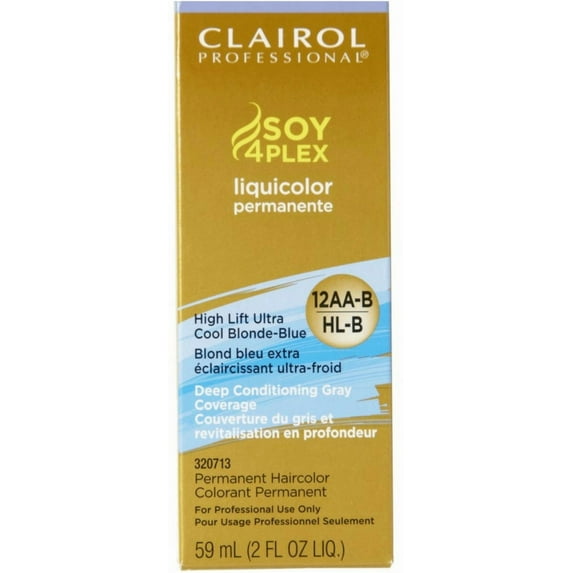 Clairol Professional 12AA-B/HL-B High Lift Ultra Cool Blonde Blue LiquiColor Permanent Hair Color, 2 oz