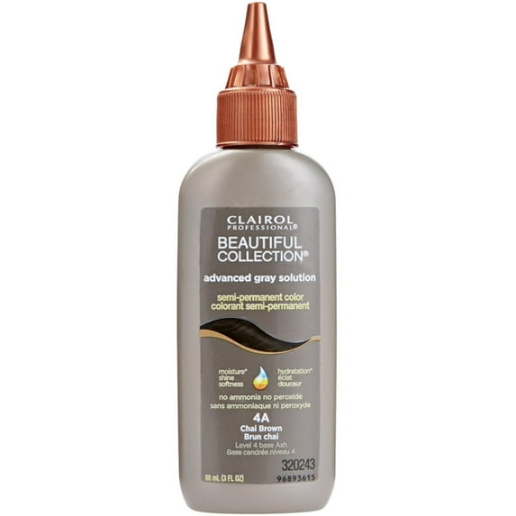 Clairol Professional Beautiful Advanced Gray Solutions, Semi-Permanent Hair Color for Gray Coverage, #4A Chai Brown, 3 oz