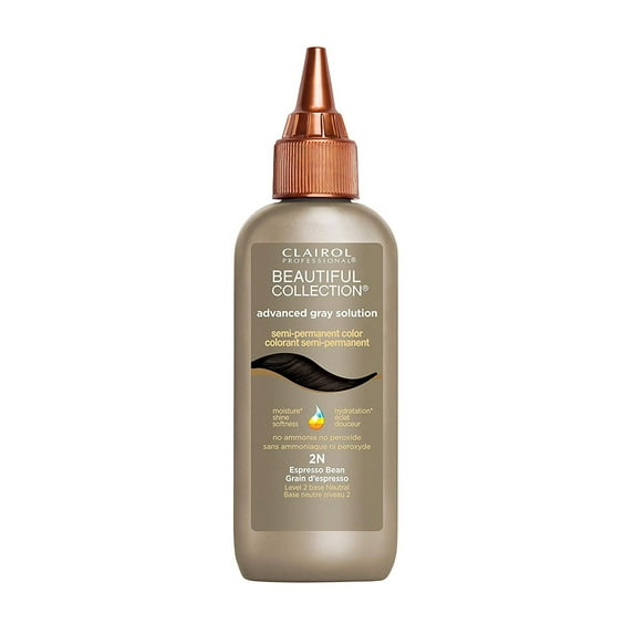 Clairol Professional Beautiful Collection Advanced Gray Solution Semi-Permanent Color, 2N Espresso Bean, 3 Oz.,Pack of 3