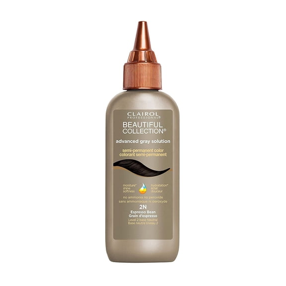 Clairol Professional Beautiful Collection Advanced Gray Solution Semi-Permanent Color, 2N Espresso Bean, 3 Oz.,Pack of 3