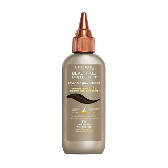 Clairol Professional Beautiful Collection Advanced Gray Solution Semi-Permanent Color, 3W Rich Walnut, 3 Oz.,Pack of 2