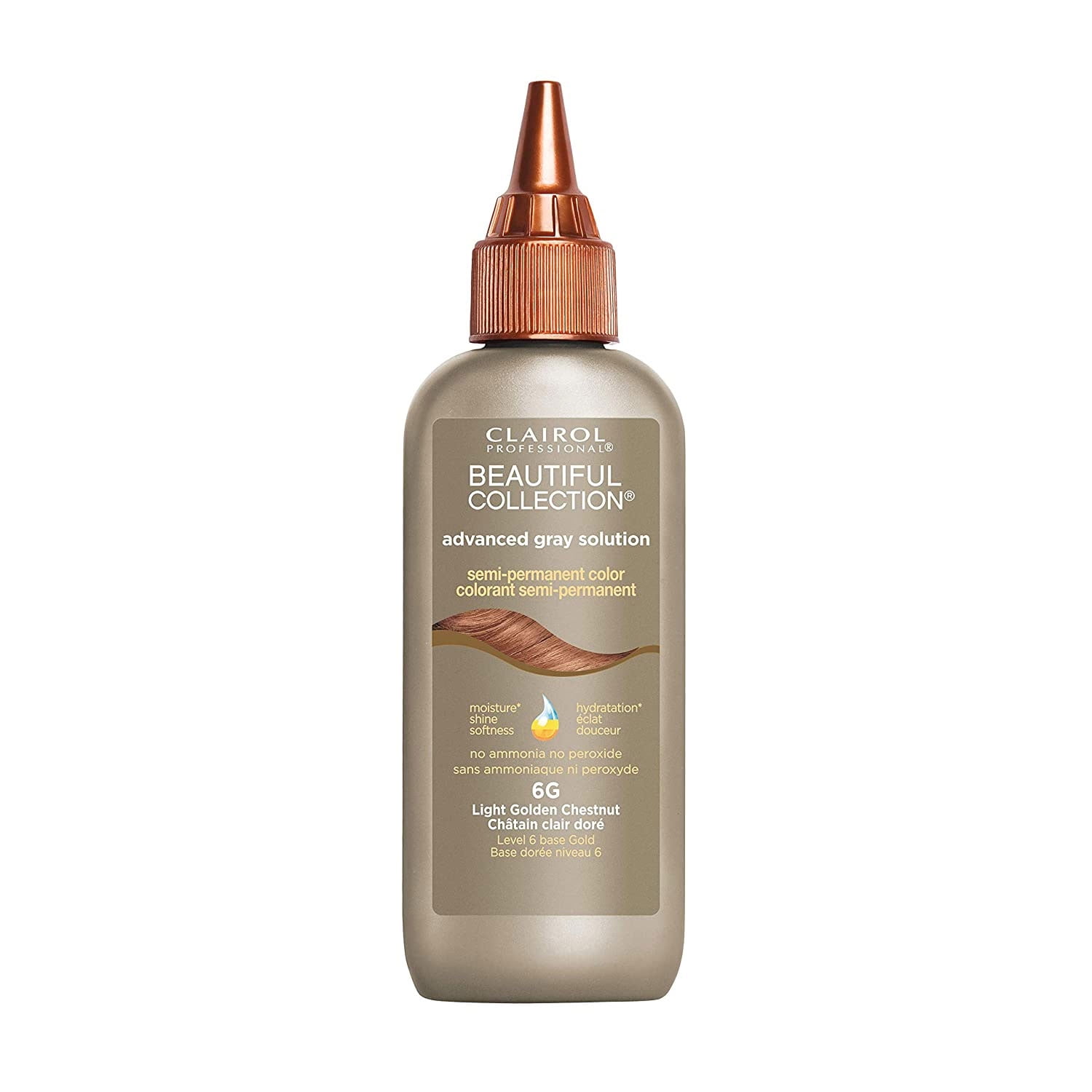 Clairol Professional Beautiful Collection Advanced Gray Solution Semi-Permanent Color, 6G Light Golden Chesnut, 3 Oz., Pack of 3