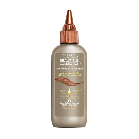Clairol Professional Beautiful Collection Advanced Gray Solution Semi-Permanent Color, 6G Light Golden Chesnut, 3 Oz., Pack of 3