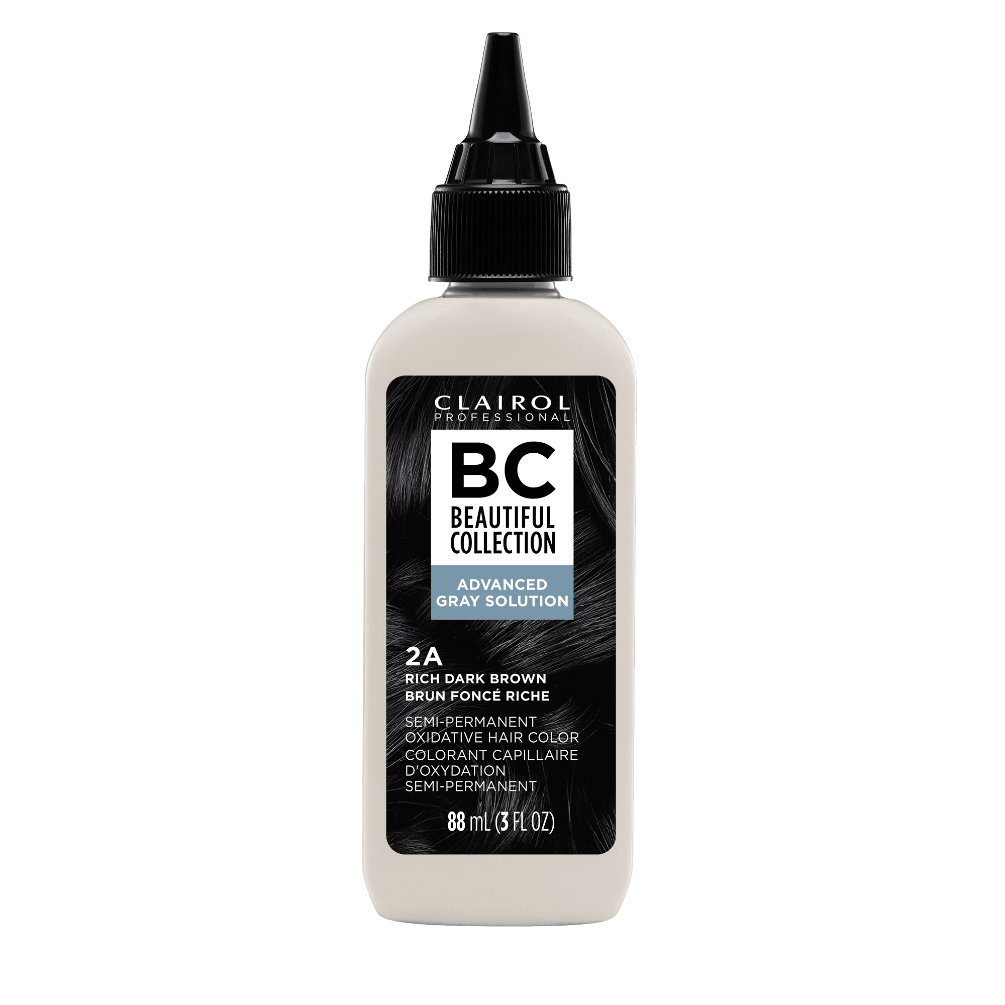 Clairol Professional Beautiful Collection Advanced Gray Solution Semi-Permanent Hair Color Crème 2A Rich Dark Brown, 3.0 oz