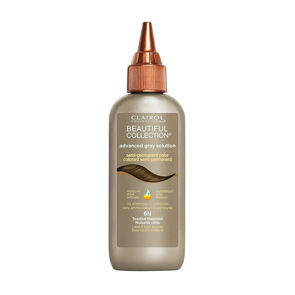 Clairol Professional Beautiful Collection Advanced Gray Solution Semi-Permanent Hair Color, Toasted Hazelnut 6N, 3 fl oz