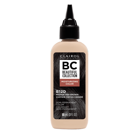 Clairol Professional Beautiful Collection Moisturizing Color Semi-Permanent Hair Color Crème 12D Medium Ash Brown, 3.0 oz