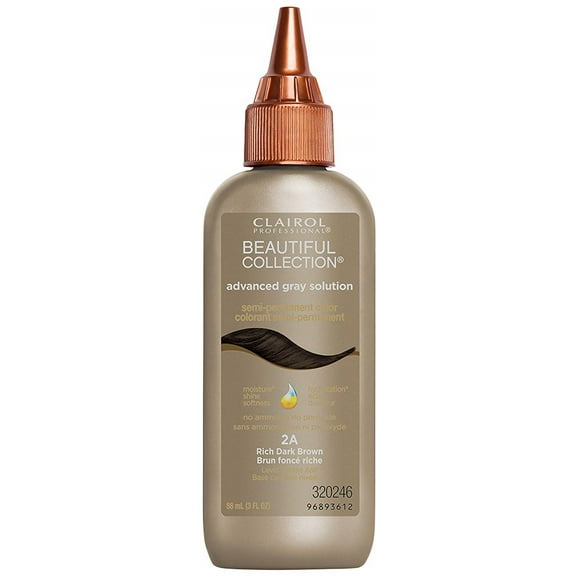 Clairol Professional Beautiful Collection Semi-Permanent Color, Rich Dark Brown [2A} 3 oz (Pack of 2)