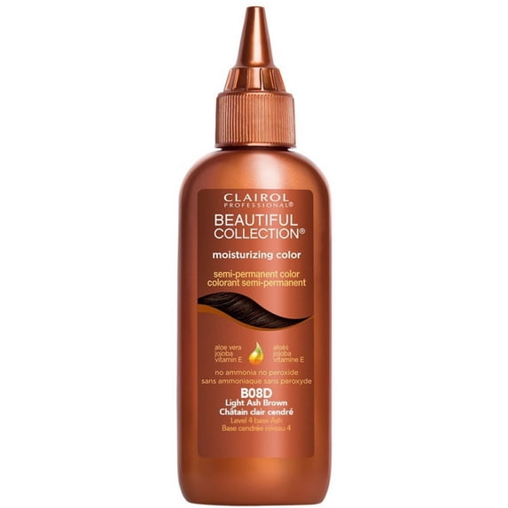 Clairol Professional Beautiful Collection Semi-permanent Hair Color, Light Ash Brown 3 oz (Pack of 4)
