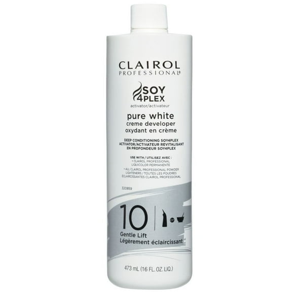 Clairol Professional Soy4plex Activator Pure White Creme Developer, 10 Gentle Lift, 16 oz