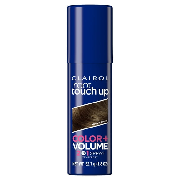 Clairol Root Touch-Up Color and Volume 2-in-1 Spray, Temporary Root Spray Hair Dye, Medium Brown, Hair Color, 1.8 oz