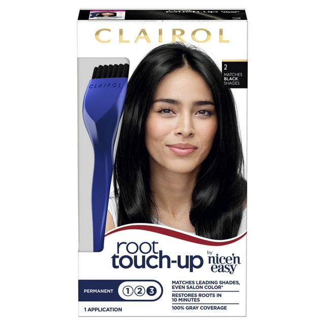Clairol Root TouchUp Hair Dye, Permanent Hair Color Cream, 2 Black, 4