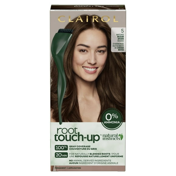 Clairol Root Touch-Up Natural Instincts Permanent Hair Dye, 5 Medium Brown, Hair Color, 1 Kit