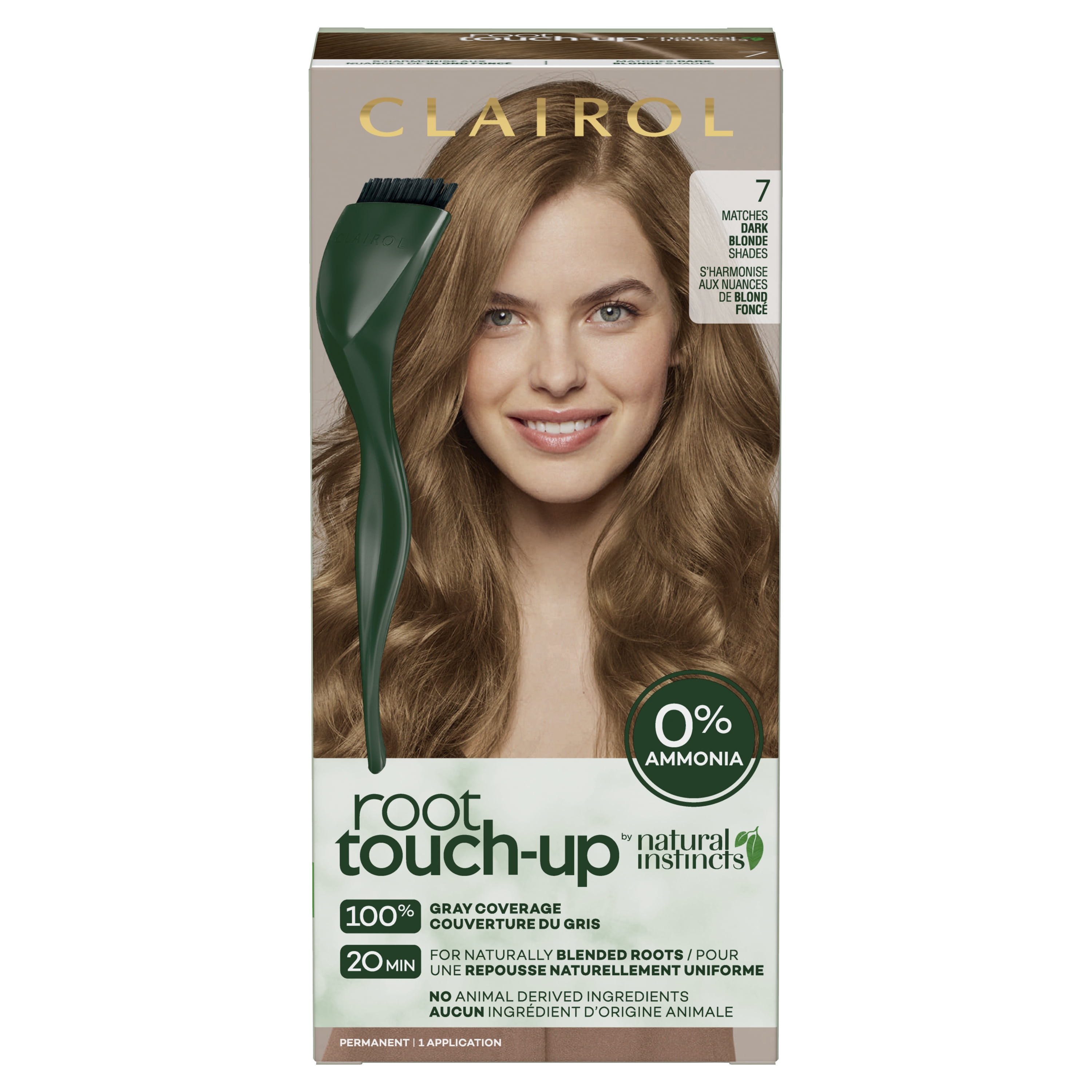 Clairol Root Touch-Up Natural Instincts Permanent Hair Dye, 7A Dark Blonde, Hair Color, 1 Kit