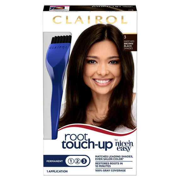 Clairol Root Touch-Up Nice'n Easy Permanent Hair Dye, 3 Brown Black, Hair Color, 1 Kt