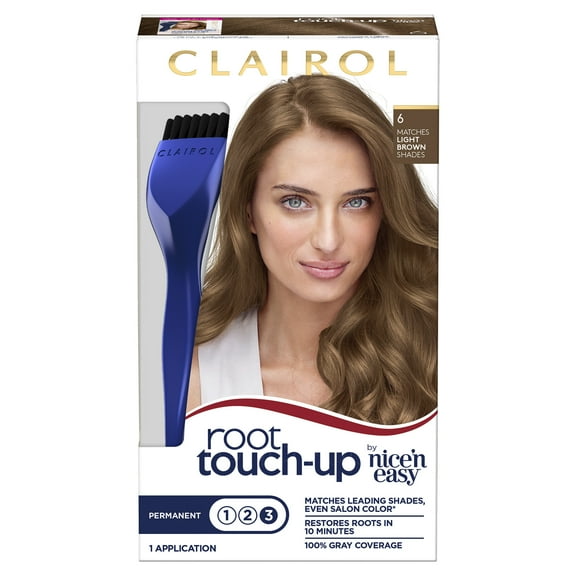 Clairol Root Touch-Up Nice'n Easy Permanent Hair Dye, 6 Light Brown, Hair Color, 1 Kt
