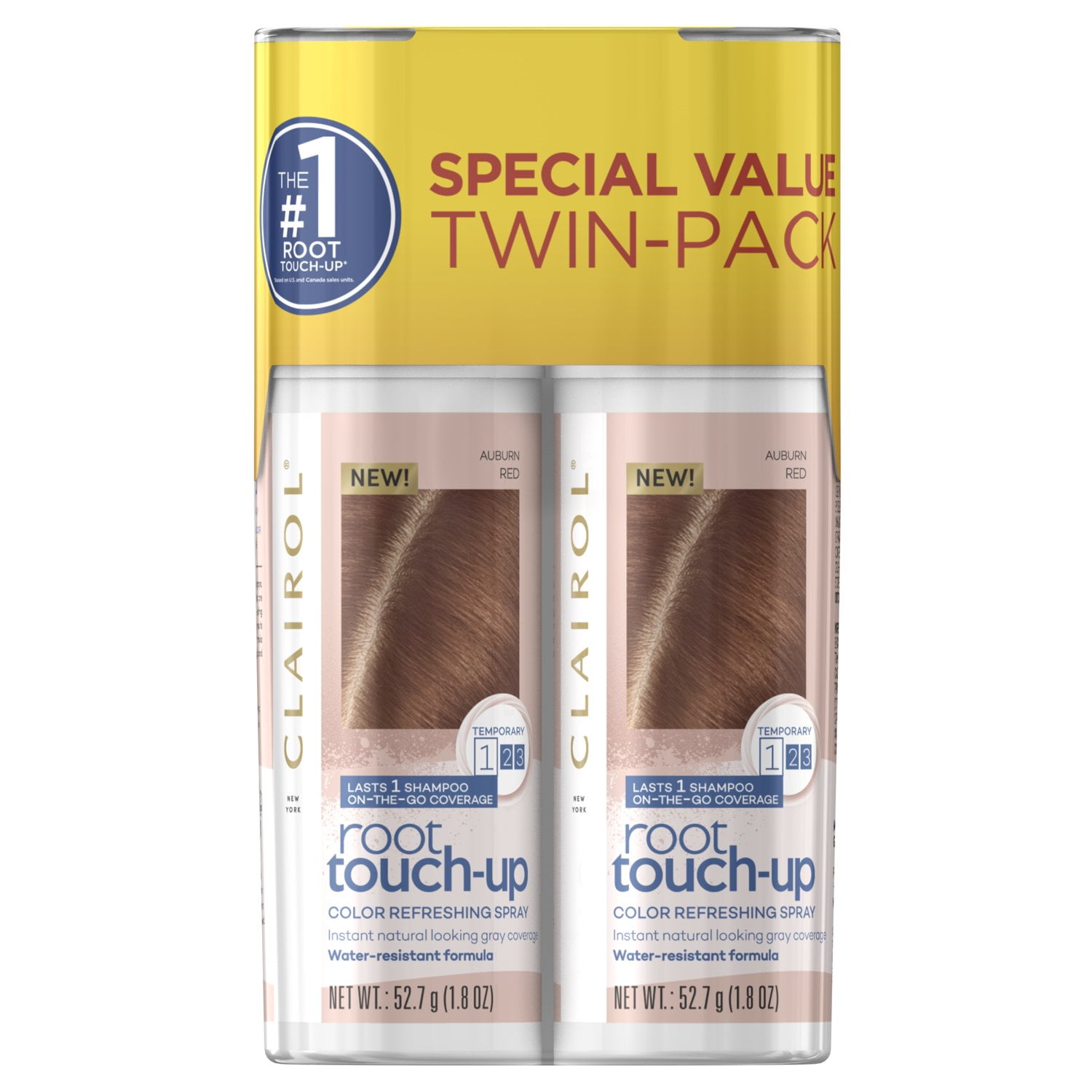 Clairol Root TouchUp Refreshing Hair Dye Spray Temporary Hair Color, Auburn Red, 2 Pack