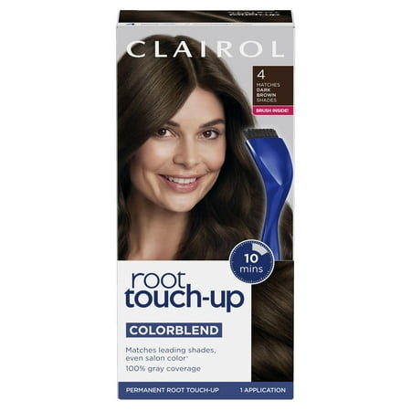 (2 pack) (2 Pack) Clairol Nice 'n Easy Root Touch-Up Permanent Hair Color, Dark Brown, 4