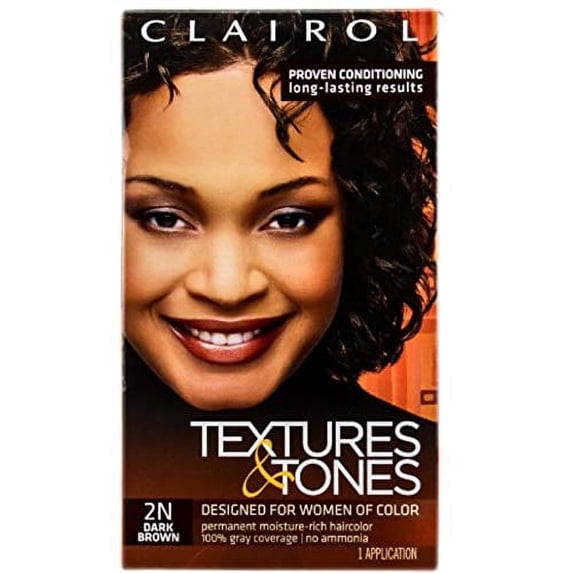 Clairol Textures & Tones 2N Dark Brown Permanent Moisture-Rich Haircolor, 1 application