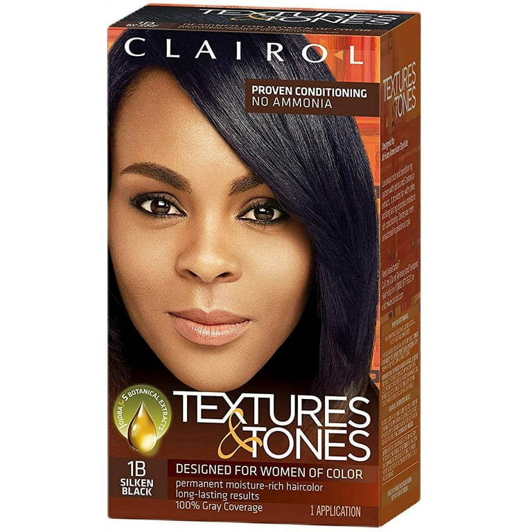 Clairol Textures Tones, Ammonia-Free Hair Color, 1B Silken Black