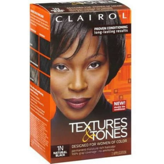Clairol Textures & Tones Permanent Hair Color 1N Natural Black, 1 ea (Pack of 2)