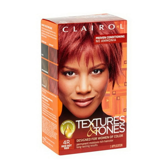 Clairol Textures & Tones Permanent Moisture-Rich Haircolor #4R Red Hot Red, 1 Ea, 2 Pack