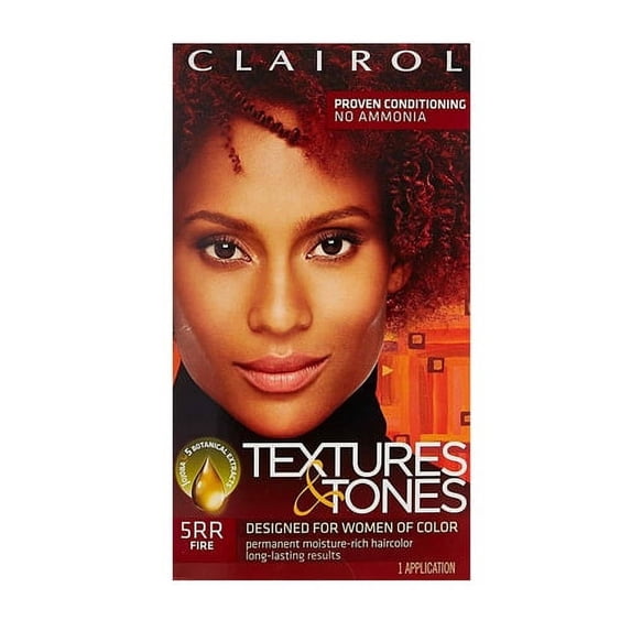 Clairol Textures and Tones Kit 5RR Fire, Permanent Moisture Rich Hair Color, 1 Ea, 6 Pack