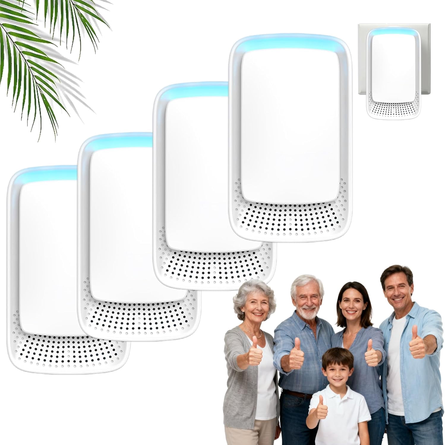 Clairu Revolutionary Air Purifier, Claru Ionic Air Purifier Plug In, Remove Smell and Pollutants, Ultra-Quiet, Suitable for Bedrooms, Toilets, Closets, Pet Room (4PCS