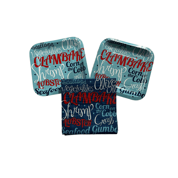 Clam Bake Party Bundle for 16 Guests with plates and napkins