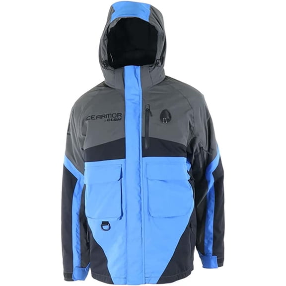 Clam Icearmor Ascent Float Charcoal/Blue/Black Parka, Small